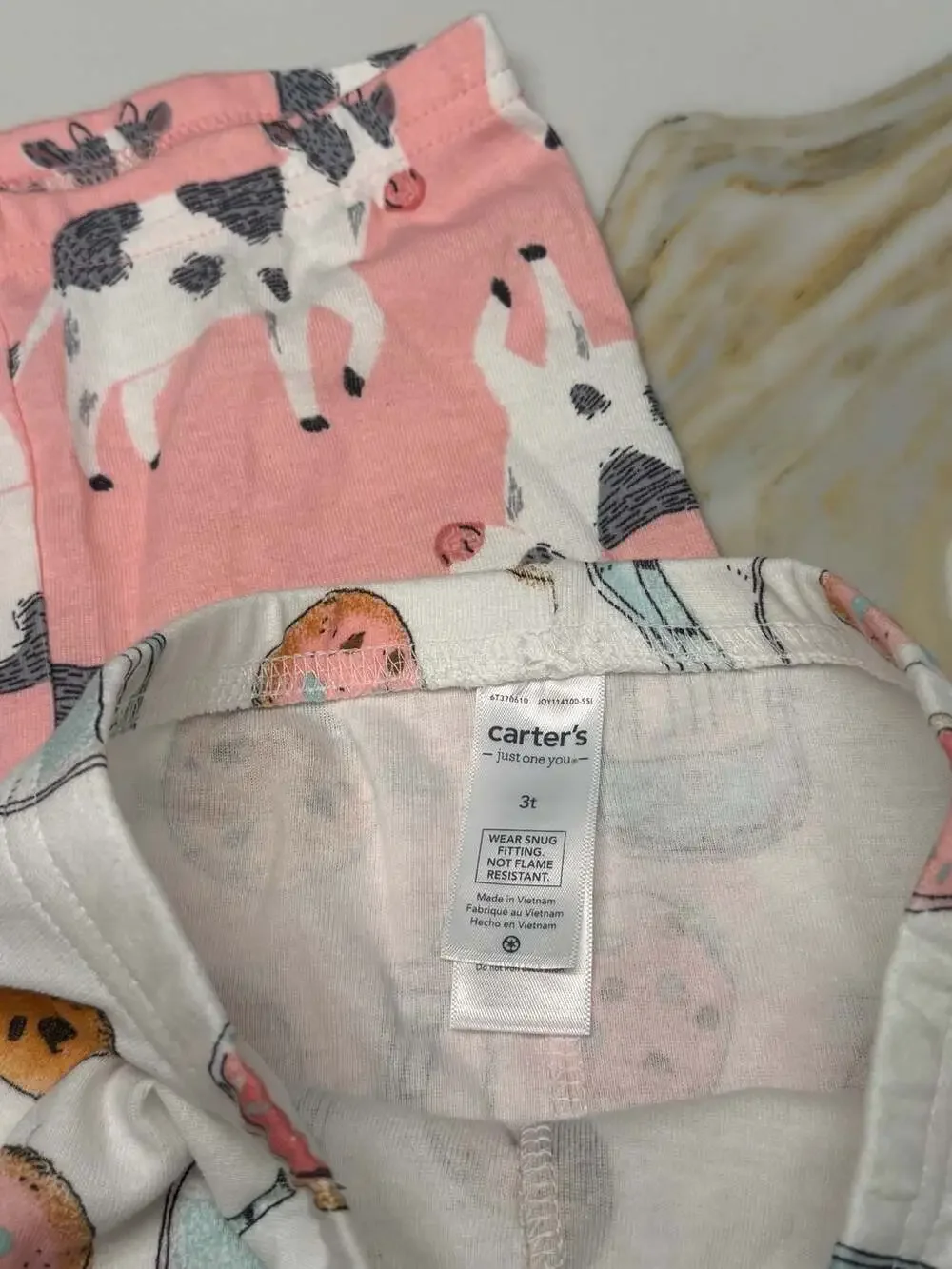 Carter's Just One You 2-Pack Toddler Girl Cow and Milk & Cookies Pajama Pants Si